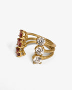 Anello Iris 6 castoni granato + zirconi bianchi