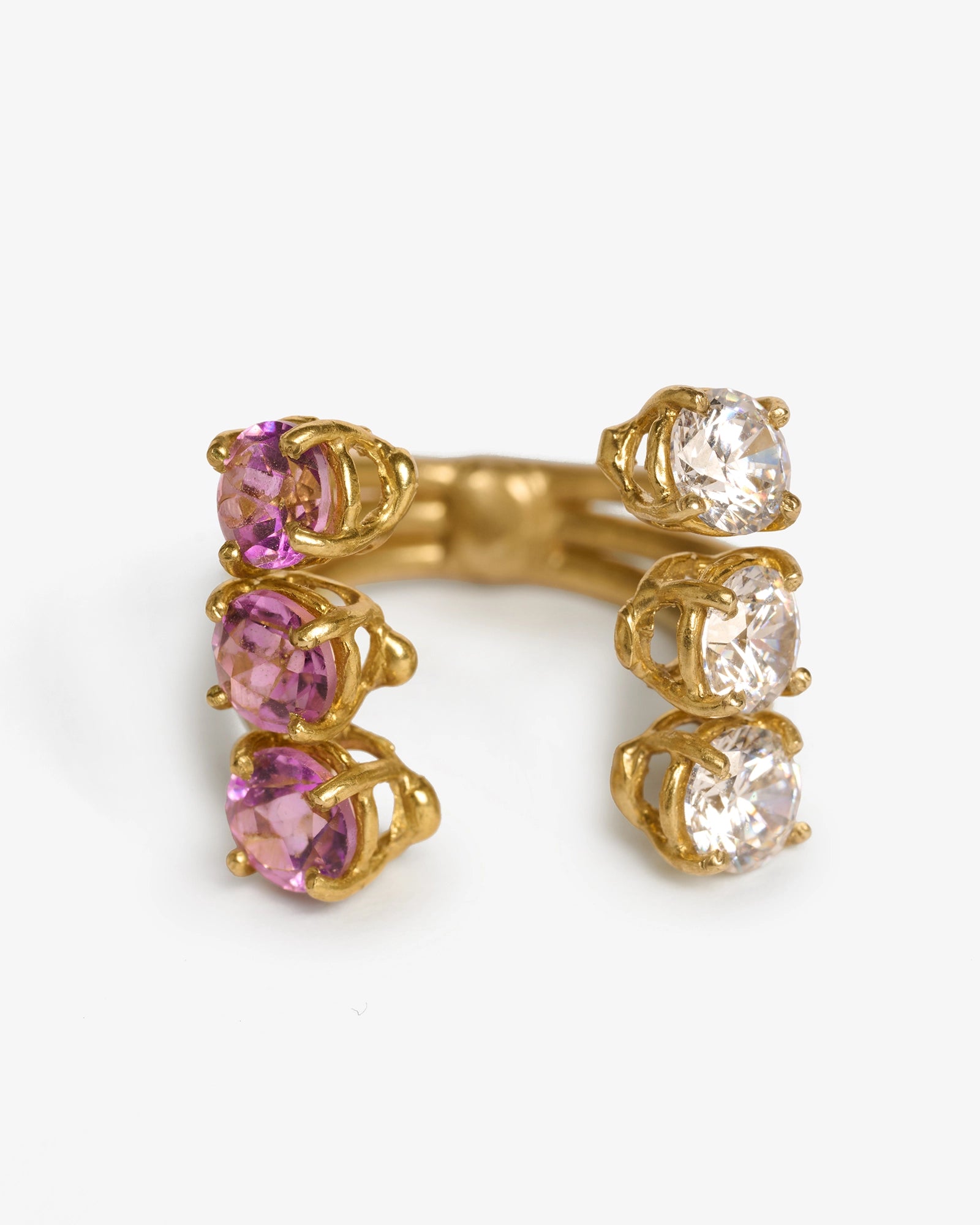 Anello Iris 6 castoni ametista + zirconi bianchi