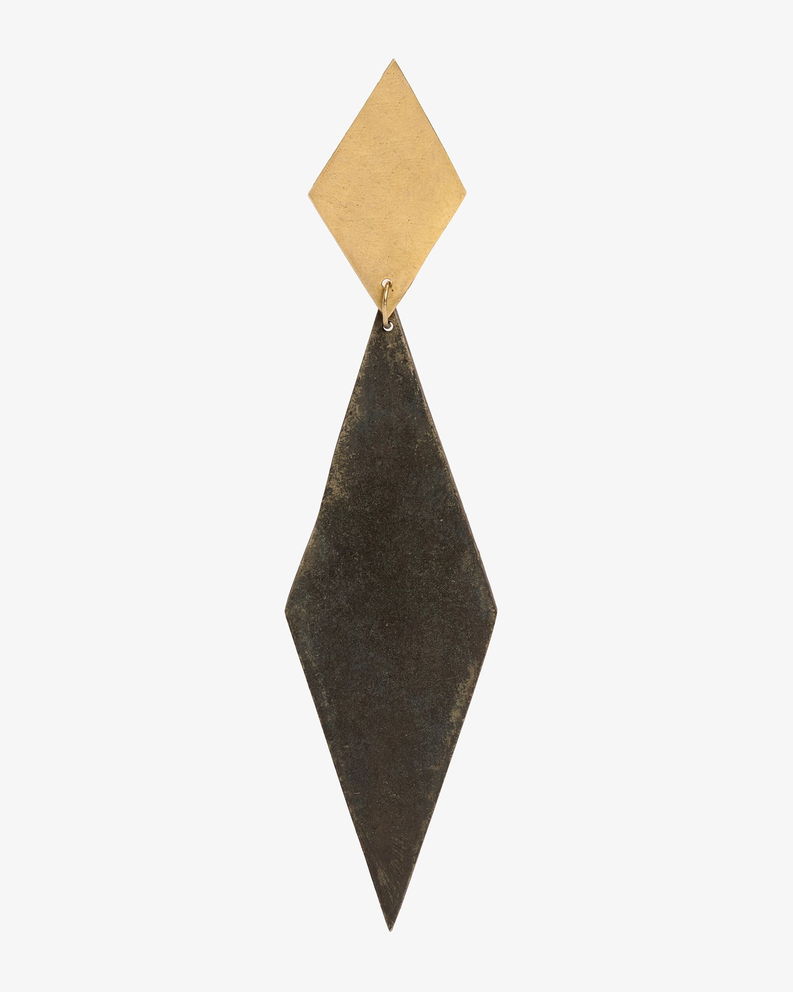 Orecchino Mia lungo mono bicolor ottone lucido e brunito